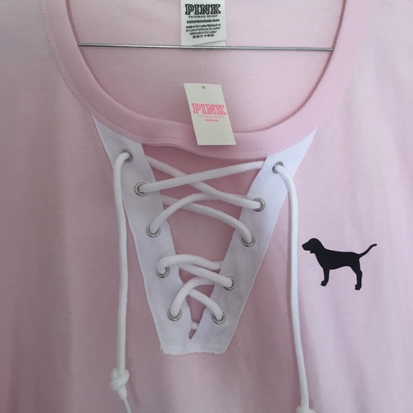 💖VS PINK Laced-Up Long sleeve Tee - Picture 3 of 8